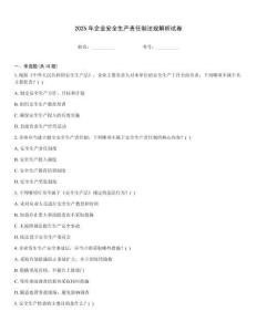 2025年企業安全生產責任制法規解析試卷