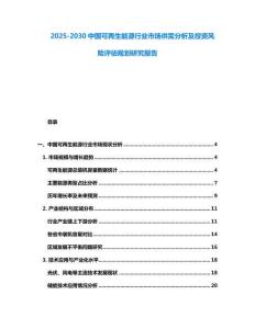 2025-2030中國(guó)可再生能源行業(yè)市場(chǎng)供需分析及投資風(fēng)險(xiǎn)評(píng)估規(guī)劃研究報(bào)告