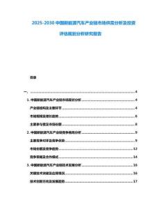 2025-2030中國(guó)新能源汽車產(chǎn)業(yè)鏈?zhǔn)袌?chǎng)供需分析及投資評(píng)估規(guī)劃分析研究報(bào)告