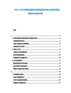 2025-2030西班牙建筑外墻保溫材料市場占有率政策影響競爭力趨勢分析