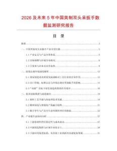2026及未来5年中国英制双头呆扳手数据监测研究报告