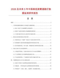 2026及未來5年中國(guó)高低挑臂道路燈數(shù)據(jù)監(jiān)測(cè)研究報(bào)告