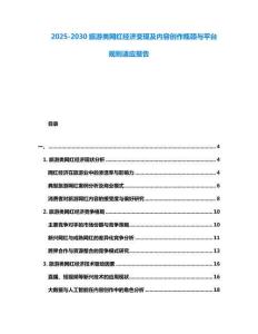 2025-2030旅游類網紅經濟變現及內容創作瓶頸與平臺規則適應報告