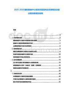 2025-2030國際數據中心租賃供需結構動態調整及設備出租創新規劃說明