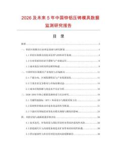 2026及未來5年中國(guó)鋅鋁壓鑄模具數(shù)據(jù)監(jiān)測(cè)研究報(bào)告