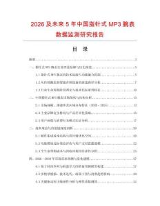 2026及未來5年中國指針式MP3腕表數(shù)據(jù)監(jiān)測研究報告