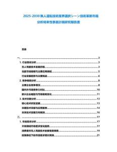 2025-2030無人運(yùn)転技術(shù)業(yè)界選択シーン技術(shù)革新市場分析將來性事業(yè)計(jì)畫研究報告書