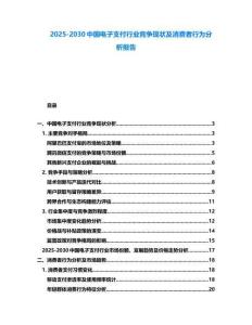 2025-2030中國電子支付行業競爭現狀及消費者行為分析報告