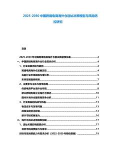 2025-2030中國跨境電商海外倉選址決策模型與風險防控研究