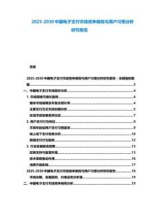 2025-2030中國電子支付市場競爭格局與用戶習慣分析研究報告
