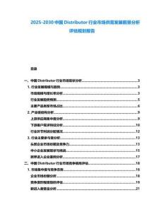 2025-2030中國Distributor行業(yè)市場供需發(fā)展前景分析評估規(guī)劃報告