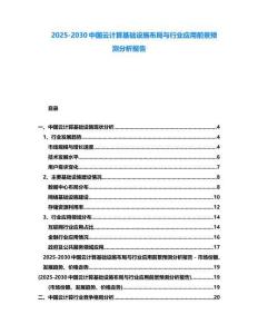 2025-2030中國云計算基礎設施布局與行業應用前景預測分析報告