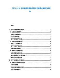 2025-2030元宇宙概念落地場景與關鍵技術突破分析報告