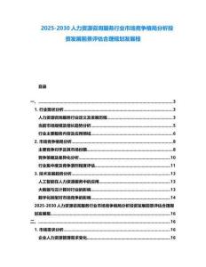2025-2030人力資源咨詢服務(wù)行業(yè)市場競爭格局分析投資發(fā)展前景評估合理規(guī)劃發(fā)展報(bào)