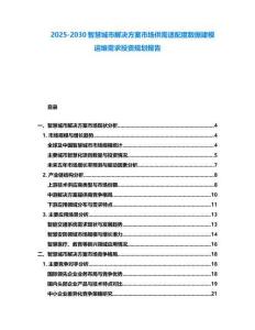 2025-2030智慧城市解決方案市場供需適配度數(shù)據(jù)建模運維需求投資規(guī)劃報告