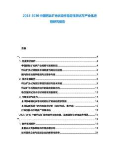2025-2030中國鈣鈦礦光伏組件穩定性測試與產業化進程研究報告