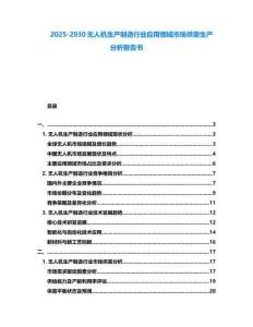 2025-2030無人機生產制造行業應用領域市場供需生產分析報告書