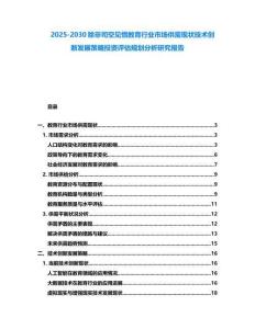 2025-2030除非司空見慣教育行業市場供需現狀技術創新發展策略投資評估規劃分析研究報告