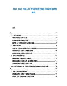 2025-2030中國ADC藥物研發(fā)競爭格局與臨床需求匹配報(bào)告