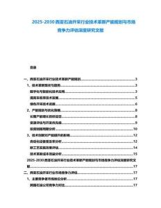 2025-2030西亞石油開采行業技術革新產能規劃與市場競爭力評估深度研究文獻