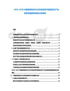 2025-2030中國包裝材料行業(yè)市場供需平衡現(xiàn)狀及產(chǎn)業(yè)投資發(fā)展趨勢規(guī)劃分析報告