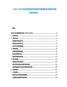 2025-2030武術傳承武術流派武術表演武術訓練武術團體武術功夫