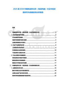 2025至2030中國電加熱元件（電加熱器）行業市場深度研究與戰略咨詢分析報告