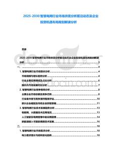 2025-2030智慧電網行業市場供需分析前沿動態及企業投資機遇布局規劃解讀分析