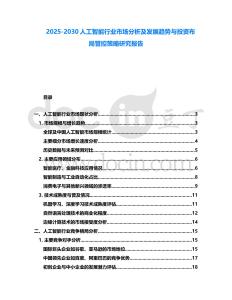 2025-2030人工智能行業(yè)市場分析及發(fā)展趨勢與投資布局管控策略研究報(bào)告