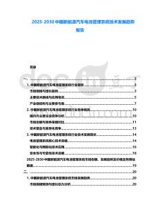 2025-2030中國新能源汽車電池管理系統技術發展趨勢報告