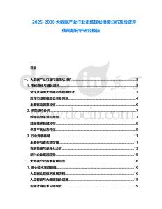 2025-2030大數(shù)據(jù)產(chǎn)業(yè)行業(yè)市場現(xiàn)狀供需分析及投資評估規(guī)劃分析研究報告