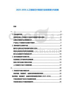 2025-2030人工智能芯片制造行業(yè)投資潛力與發(fā)展
