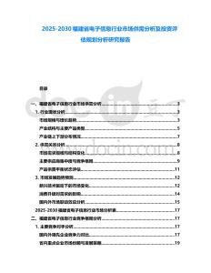 2025-2030福建省電子信息行業市場供需分析及投資評估規劃分析研究報告