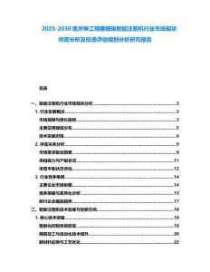 2025-2030鬼斧神工精雕细琢智能注塑机行业市场现状供需分析及投资评估规划分析研究报告
