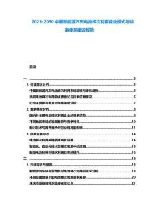 2025-2030中國新能源汽車電池梯次利用商業模式與標準體系建設報告