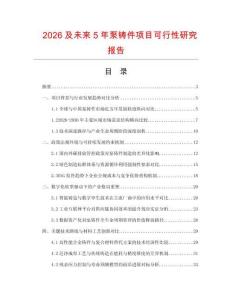 2026及未來5年泵鑄件項目可行性研究報告