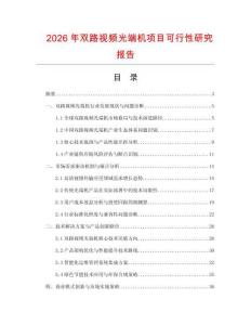2026年雙路視頻光端機項目可行性研究報告