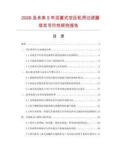 2026及未來5年活塞式空壓機用過濾器項目可行性研究報告