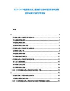 2025-2030智慧農業無人機植保行業市場供需分析及投資評估規劃分析研究報告