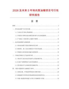 2026及未來5年轉向泵油箱項目可行性研究報告