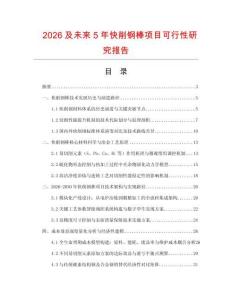 2026及未來5年快削鋼棒項目可行性研究報告