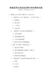 新編實用漢語成語詞典與例句解析試題