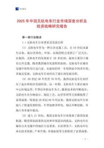 2025年中國無軌電車行業(yè)市場深度分析及投資戰(zhàn)略研究報告
