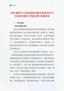 2025版用于立項(xiàng)低能耗電解水制氫項(xiàng)目可行性研究報(bào)告(甲級(jí)資質(zhì))審查要求