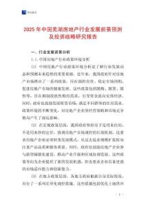 2025年中國蕪湖房地產行業發展前景預測及投資戰略研究報告