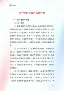 可行性研究報告節(jié)能評價