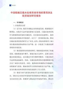 中国船舶压载水处理系统市场前景预测及投资规划研究报告