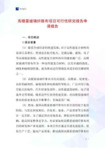 高模量玻璃纖維布項目可行性研究報告申請報告