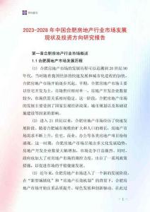 2023-2028年中國合肥房地產行業市場發展現狀及投資方向研究報告