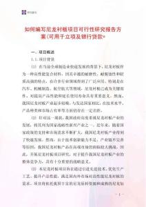 如何編寫尼龍襯板項(xiàng)目可行性研究報(bào)告方案(可用于立項(xiàng)及銀行貸款+